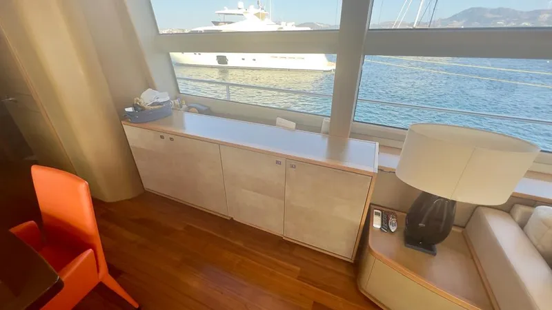  Yacht Photos Pics Interior of a 2015 Princess 82 yacht with sea view.