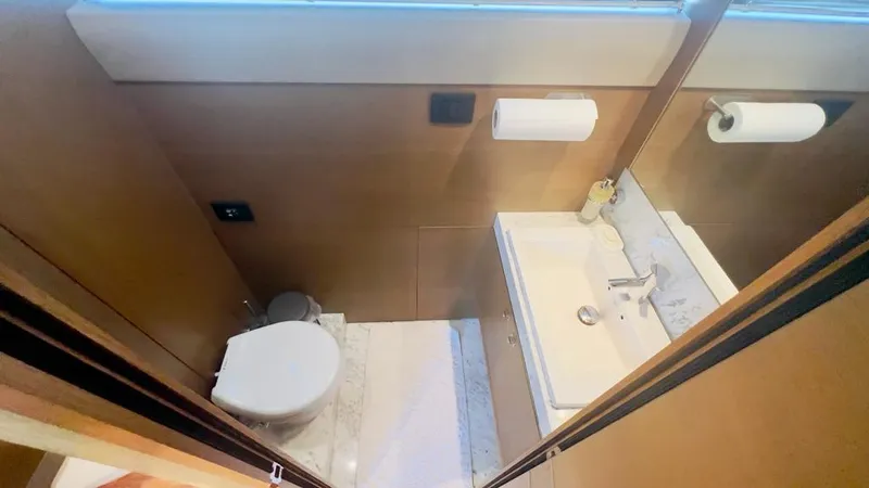  Yacht Photos Pics Luxurious bathroom on a 2015 Princess 82 yacht.