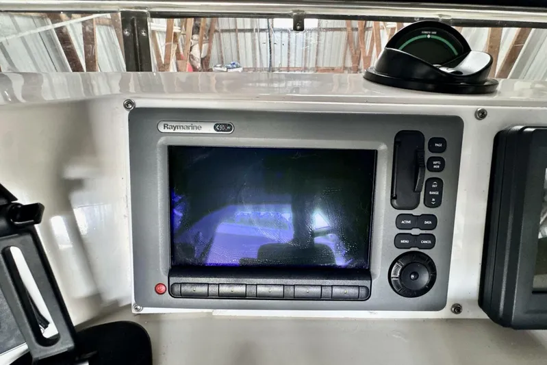  Yacht Photos Pics Raymarine C90W display on 1998 Ocean Alexander 420 yacht dashboard.