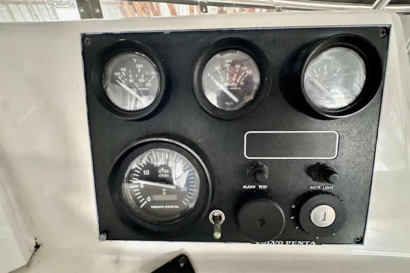  Yacht Photos Pics Instrument panel of a 1998 Ocean Alexander 420 boat with Volvo Penta gauges.