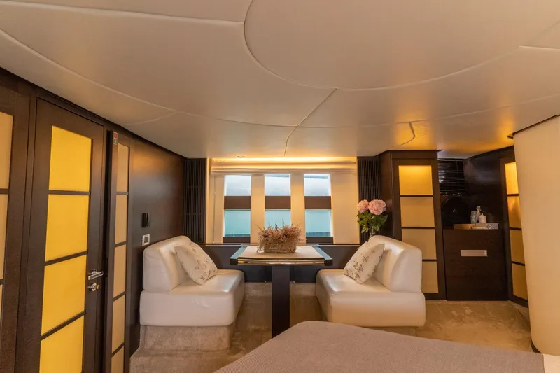 Barba III Yacht Photos Pics Luxurious interior of 2013 Azimut AZ 62S ITALIA yacht with elegant seating and decor.