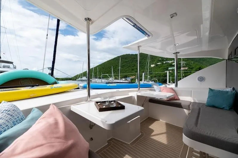 Ruby One Yacht Photos Pics Sail catamaran Leopard 58 exterior seating