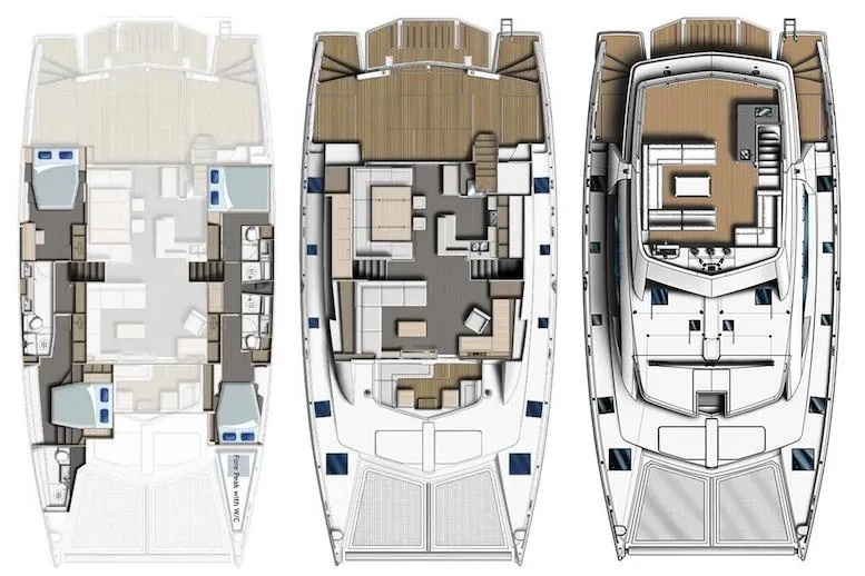 Ruby One Yacht Photos Pics Sail Catamaran Leopard 58 layout