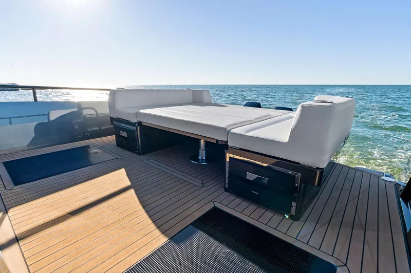  Yacht Photos Pics Luxury deck of 2025 XO Boats EXPLR 44 with ocean view.