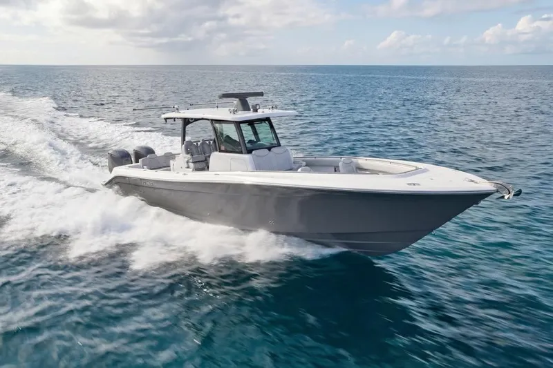 Onyx Yacht Photos Pics 2023 HCB 39 Speciale boat cruising on open ocean waters.