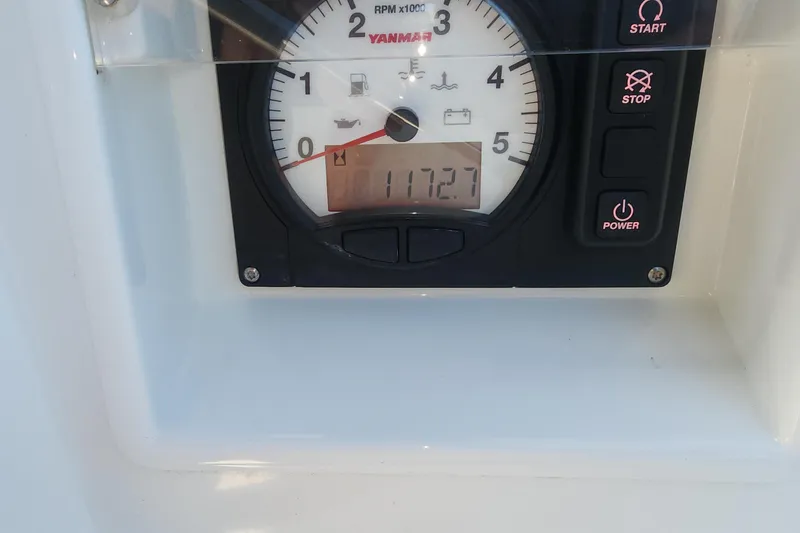 Why Not Yacht Photos Pics Yanmar engine control panel on 2019 Lagoon 450F, displaying 1172.7 hours.