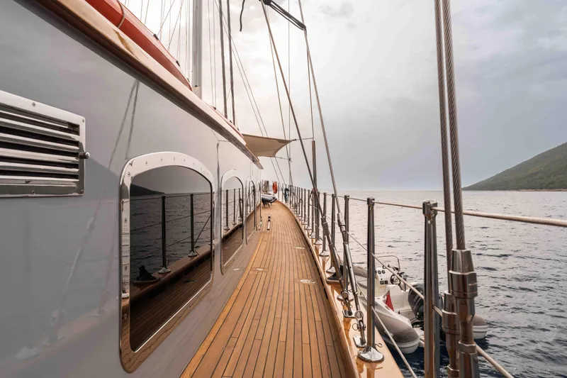 Le Pietre Yacht Photos Pics Custom 2009 sailing yacht with wooden deck and ocean view.