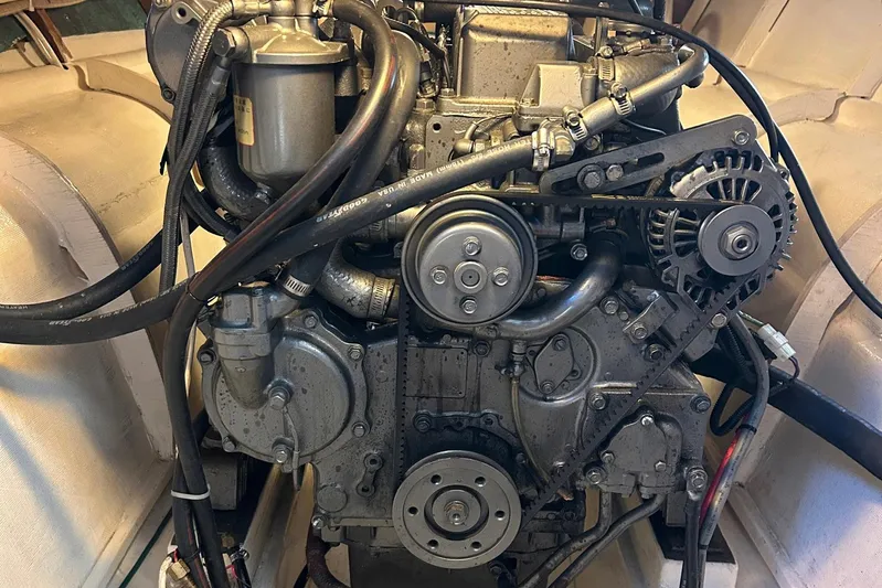 Jonny Wasabi Yacht Photos Pics Engine of a 2002 Custom 64 Stuart Catamarans, showcasing intricate mechanical components.