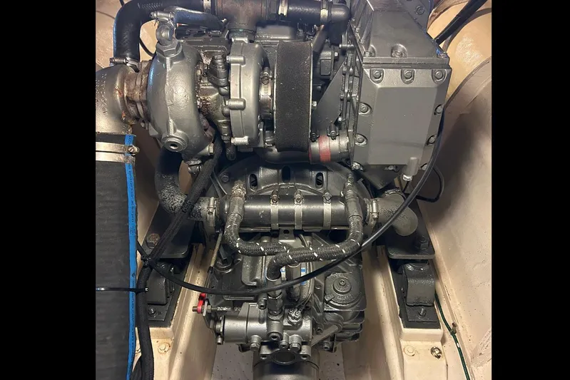 Jonny Wasabi Yacht Photos Pics Engine of a 2002 Custom 64 Stuart Catamarans, showcasing intricate mechanical components.