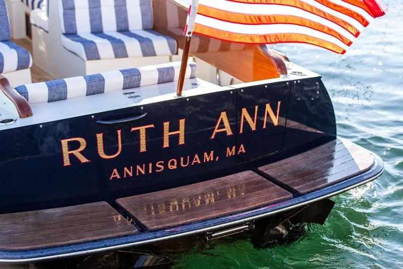 Ruth Ann Yacht Photos Pics Hinckley Picnic Boat 34 S, 2023 model, with "Ruth Ann" name, Annisquam, MA.