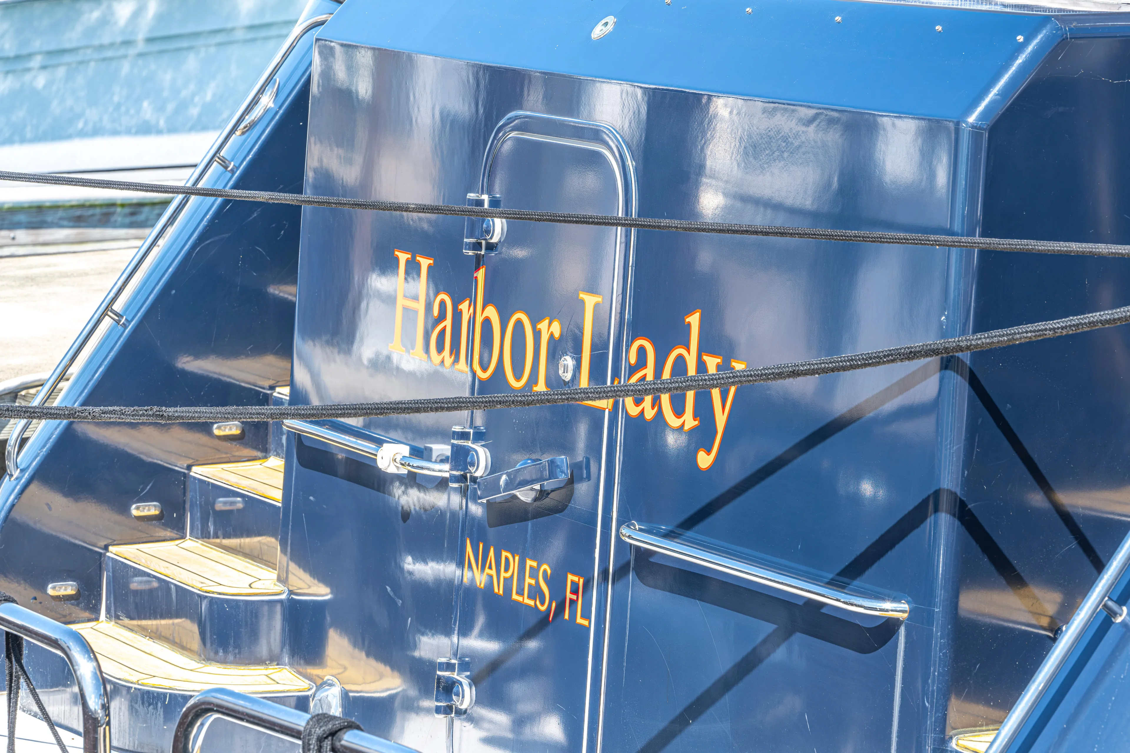  Yacht Photos Pics 2005 Pacific Mariner 85 Motor Yacht Harbor Lady docked in Naples, FL.