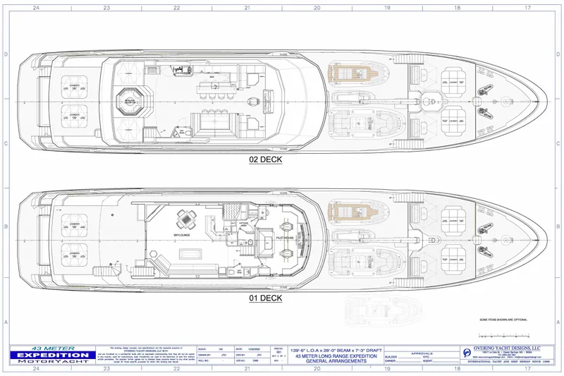  Yacht Photos Pics 2025 Expedition 43M Long Range MotorYacht deck layout blueprint