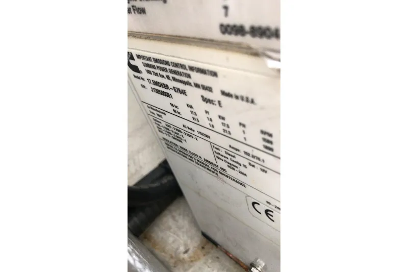 Sea Jade Yacht Photos Pics Close-up of a technical label on a 2014 FONTAINE PAJOT 63 model.