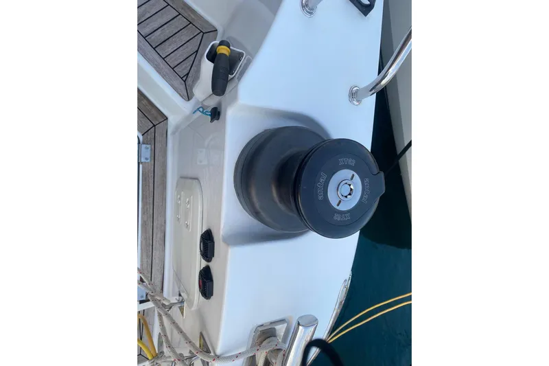 Sea Jade Yacht Photos Pics Deck equipment on 2014 FONTAINE PAJOT 63 yacht, featuring winch and control panel.