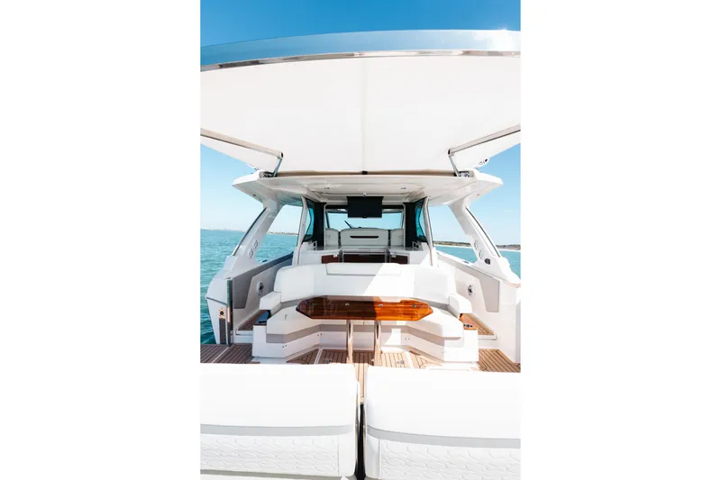 Phoenix Yacht Photos Pics Luxury Tiara 48 yacht interior, 2023 model, featuring sleek design and ocean view.