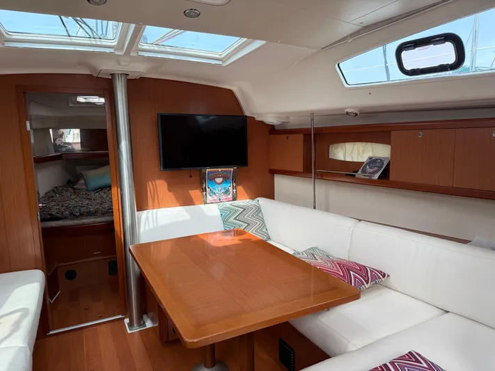 Deep Unreal Yacht Photos Pics Interior of 2008 Beneteau Oceanis 40 yacht with cozy seating and modern amenities.