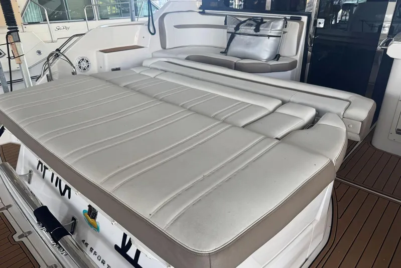  Yacht Photos Pics 2016 Regal 46 Sport Coupe yacht with spacious white leather seating area.