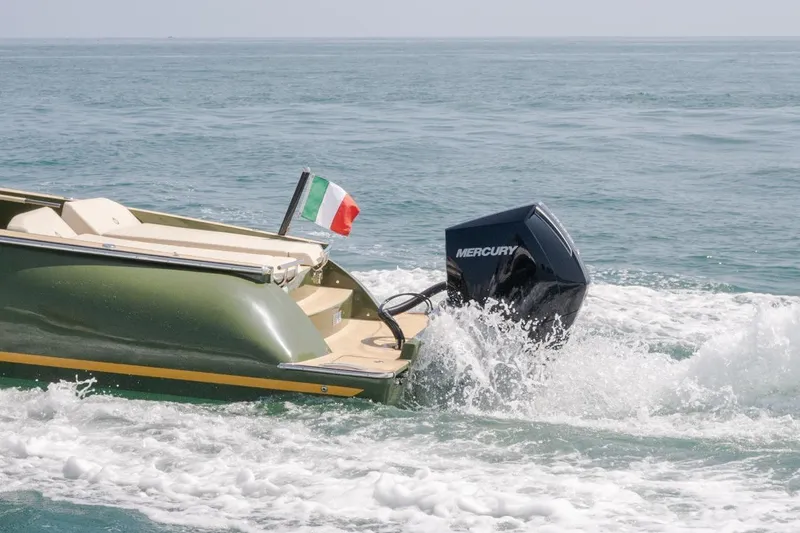  Yacht Photos Pics 2026 Lilybaeum Levanzo 25 Lounge Deck boat with Mercury engine on open water.