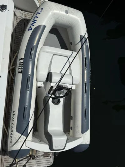 Luna Yacht Photos Pics Inflatable boat docked beside Azimut Atlantis 45 yacht, 2014 model.