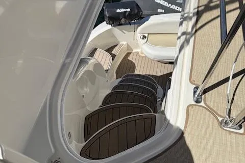  Yacht Photos Pics Staircase on 2008 Meridian 391 Sedan yacht with elegant wood finish.