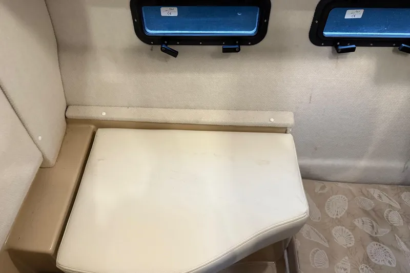  Yacht Photos Pics 2017 Ranger Tugs R-31 CB interior seating with windows and patterned flooring.