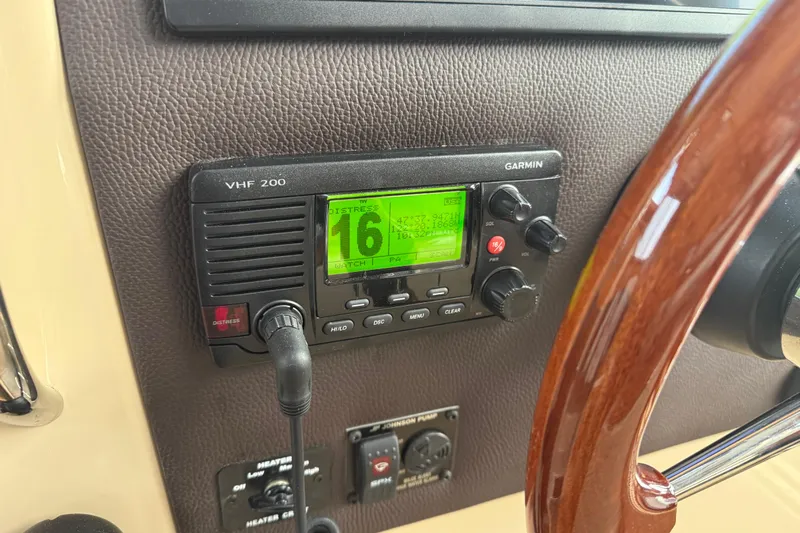  Yacht Photos Pics Garmin VHF 200 radio on 2017 Ranger Tugs R-31 CB boat dashboard.