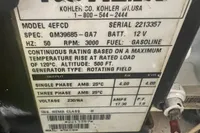 Kohler generator label on a 2009 Chaparral 290 Signature boat, model 4EFCD, gasoline-powered.