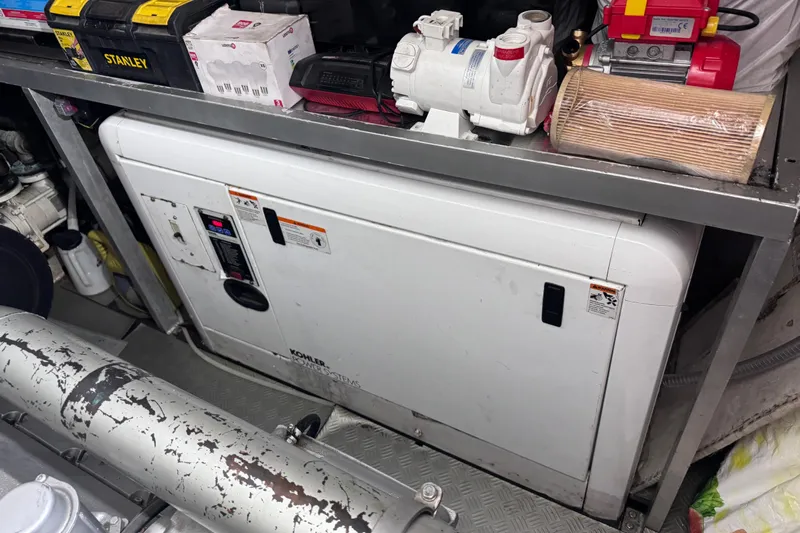  Yacht Photos Pics Engine room of 2010 Canados 90 yacht with Kohler power systems and tools.