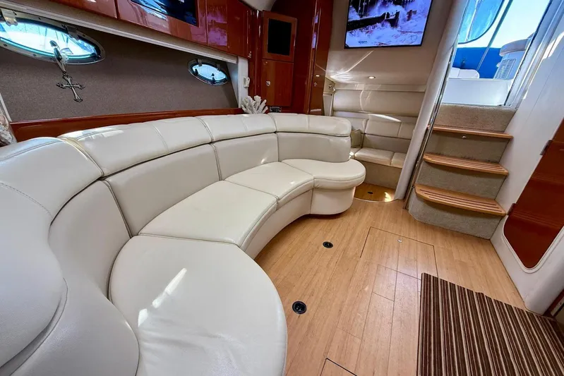 Game Changer Yacht Photos Pics Luxurious interior of a 2016 Formula 37 Performance Cruiser with plush seating and modern design.