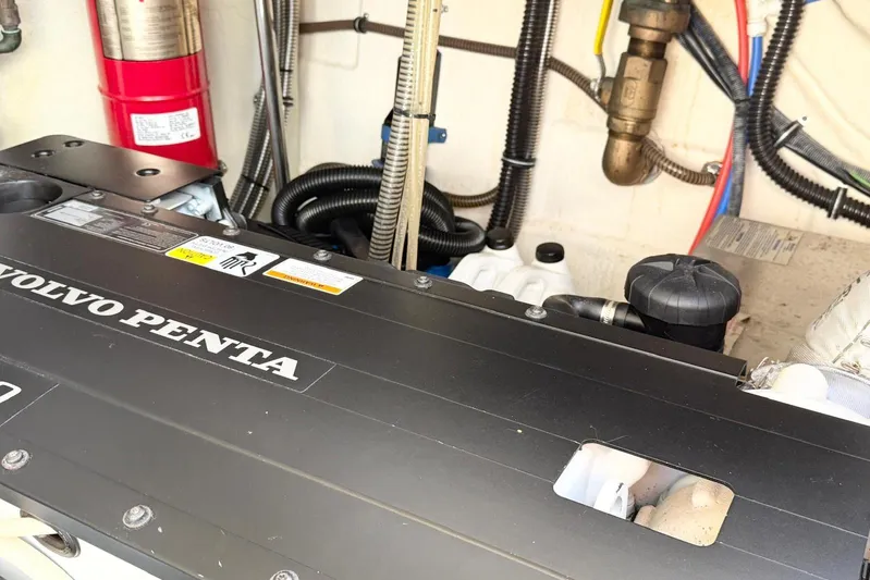 Game Changer Yacht Photos Pics Engine compartment of a 2016 Formula 37 Performance Cruiser with Volvo Penta engine.