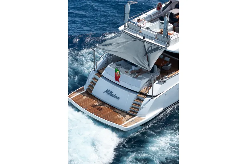 Millesime Yacht Photos Pics Luxury yacht Guy Couach 3700 Fly 2020 cruising on open sea.