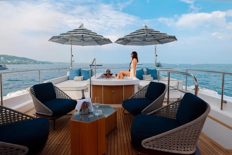 Millesime Yacht Photos Pics Luxurious 2020 Guy Couach 3700 Fly yacht with jacuzzi and ocean view.