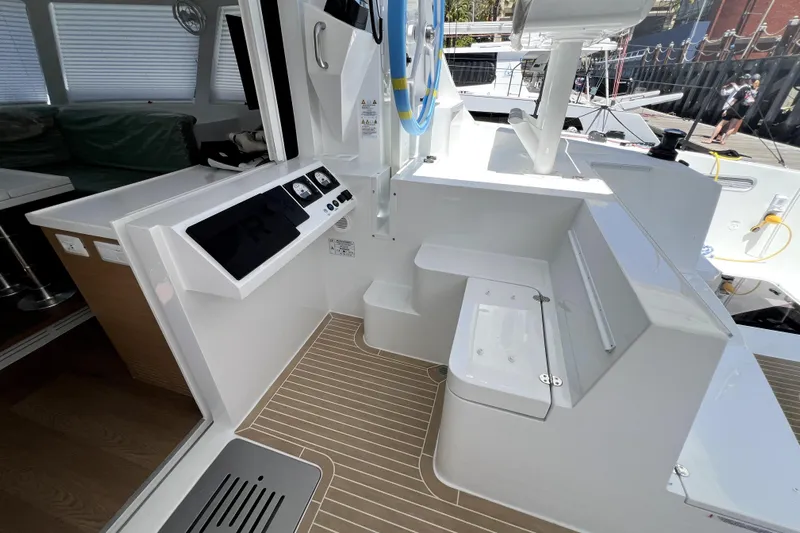 Polpo Yacht Photos Pics Modern Balance 482 yacht cockpit, 2025 model, featuring sleek design and advanced controls.