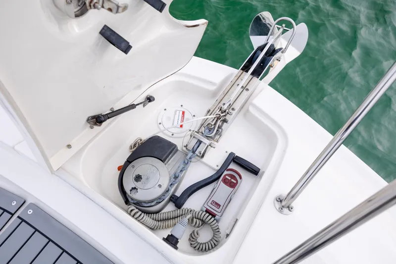  Yacht Photos Pics 2020 Sea Ray Sundancer 320 Outboard anchor compartment with winch and control panel.