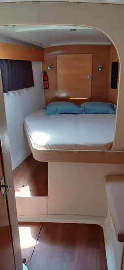  Yacht Photos Pics Cozy cabin interior of 2008 Fountaine Pajot Orana 44 Grand Large catamaran.