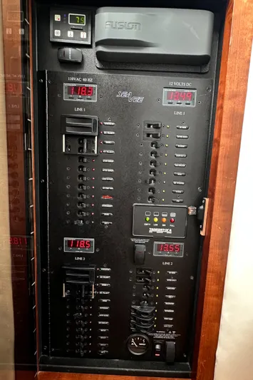 Headhunter Yacht Photos Pics Electrical control panel on a 2010 SeaVee 430 Sport Express boat.