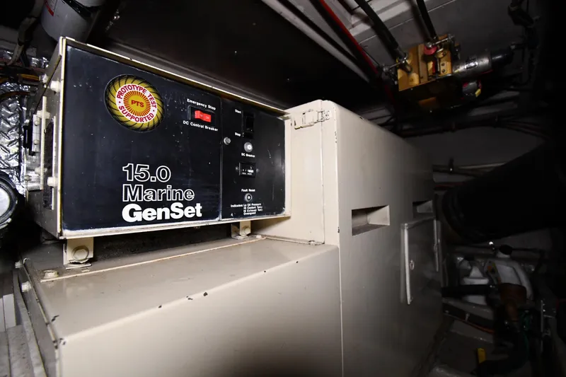 Patience III Yacht Photos Pics 1988 Viking 48 Convertible marine generator, 15.0 Marine GenSet, in engine room.