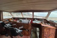 Interior of 1970 Custom Bootswerft Burmester 24 boat with control panel and seating.