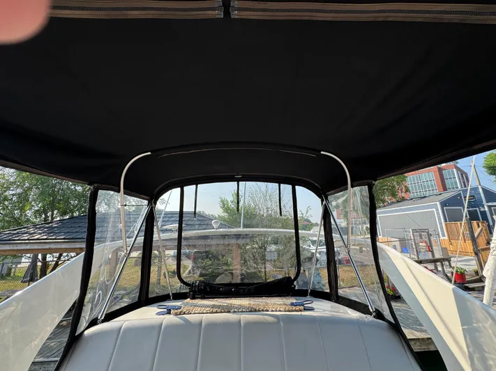  Yacht Photos Pics 2008 Carver 36 Mariner boat interior with canopy and clear windows.