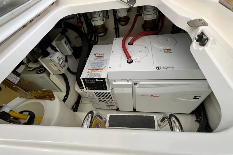  Yacht Photos Pics Engine compartment of 2017 Riviera 445 SUV with Cummins Onan generator.