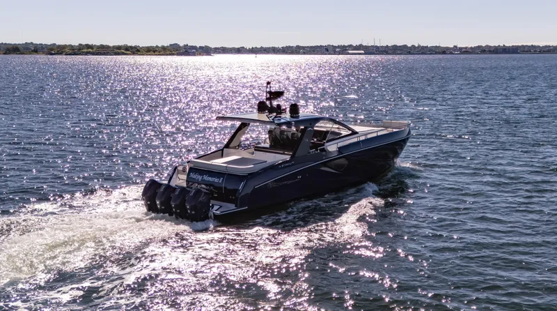 Making Memories II Yacht Photos Pics 2022 Azimut Verve 47 luxury yacht cruising on open water.