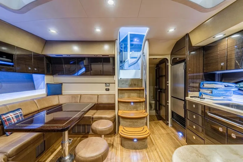 Beautiful Now Yacht Photos Pics Luxurious interior of 2015 Formula 45 Yacht with elegant seating and modern amenities.