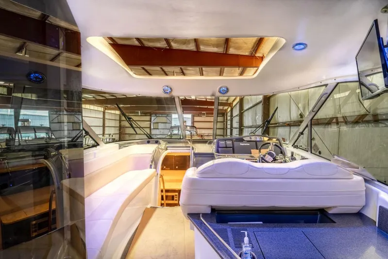 Beautiful Now Yacht Photos Pics Luxurious interior of a 2015 Formula 45 Yacht with plush seating and modern design.