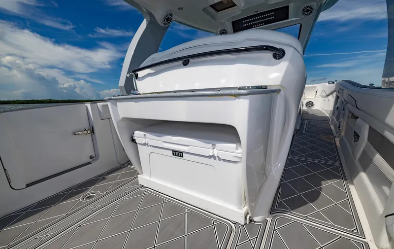  Yacht Photos Pics 2024 Deep Impact 399 Sport boat interior with sleek design and modern amenities.