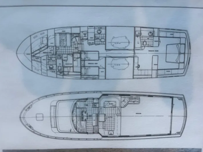 Lady T Yacht Photos Pics Blueprint of a 1986 Hatteras 70' Cockpit Motor Yacht layout.