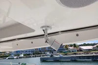 Security camera on a 2018 Leopard 48 yacht, overlooking a marina.