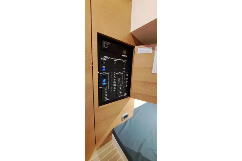  Yacht Photos Pics Electrical panel inside 2022 Scout 530 LXF boat, featuring control switches and indicators.