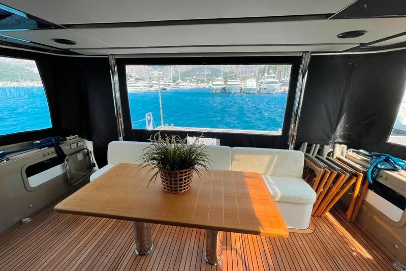  Yacht Photos Pics Luxurious interior of 2018 Absolute NAVETTA 58 yacht with ocean view.