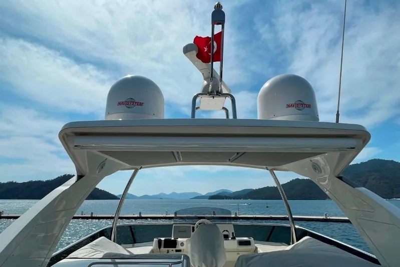  Yacht Photos Pics 2018 Absolute NAVETTA 58 yacht on serene waters, featuring advanced navigation systems.