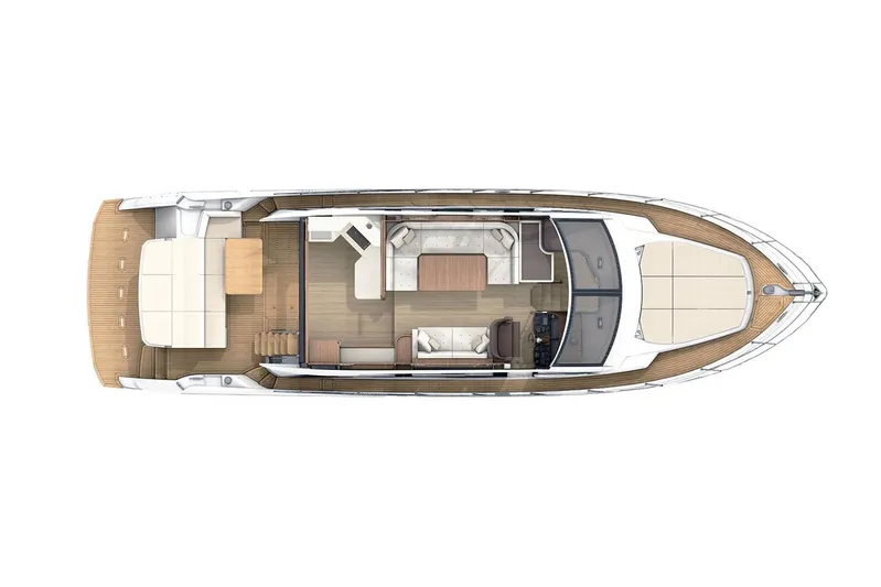 Four Sail Yacht Photos Pics Top view of 2020 Absolute Flybridge yacht layout, showcasing interior and deck design.